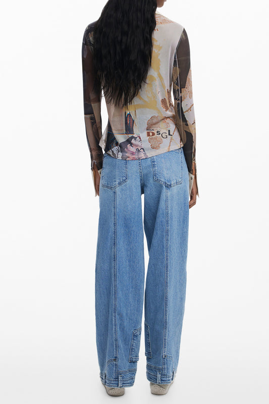 DESIGUAL CAMICIA MANICHE LUNGHE DONNA BEIGE