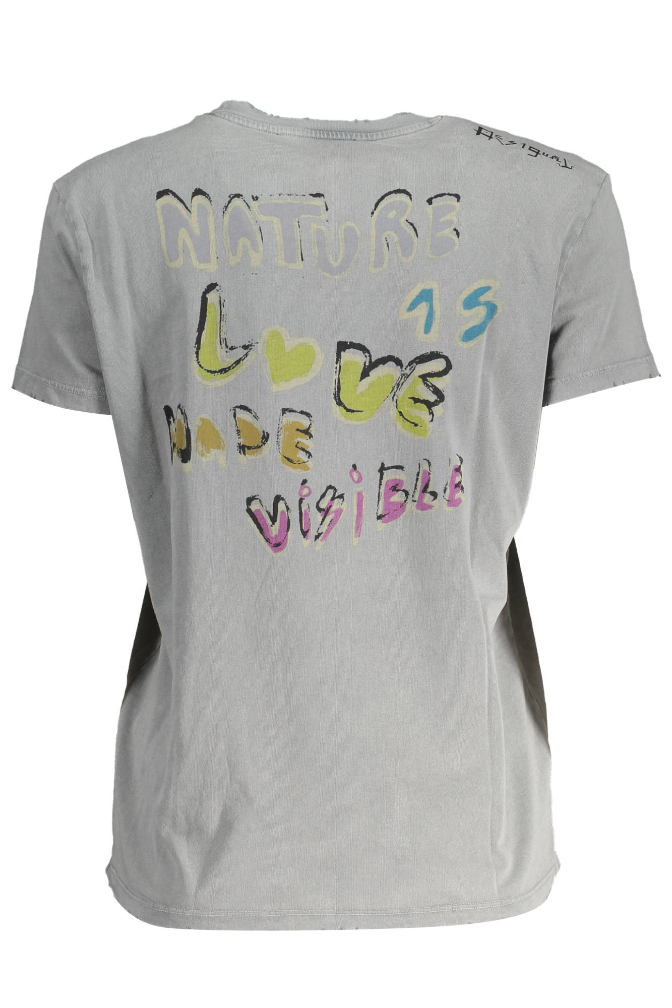 DESIGUAL T-SHIRT MANICHE CORTE DONNA GRIGIO