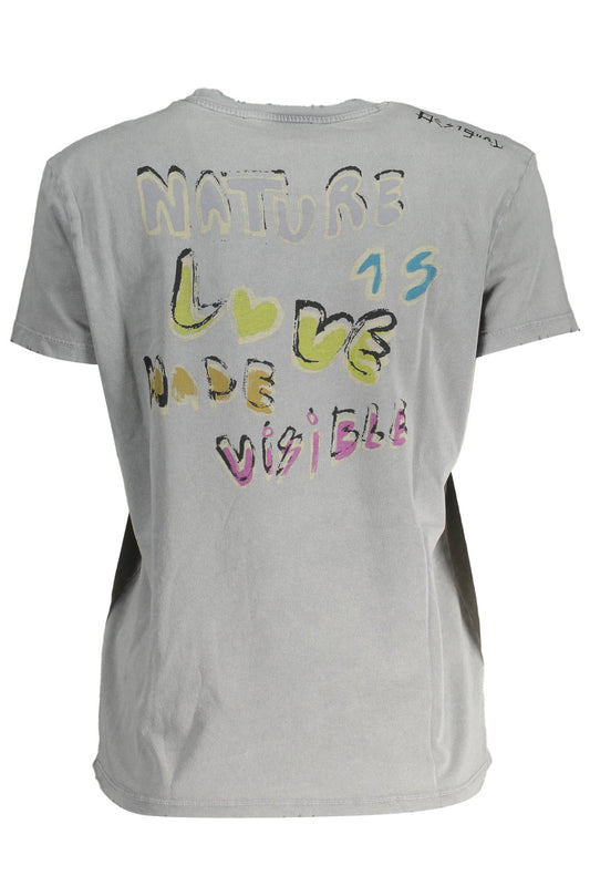 DESIGUAL T-SHIRT MANICHE CORTE DONNA GRIGIO