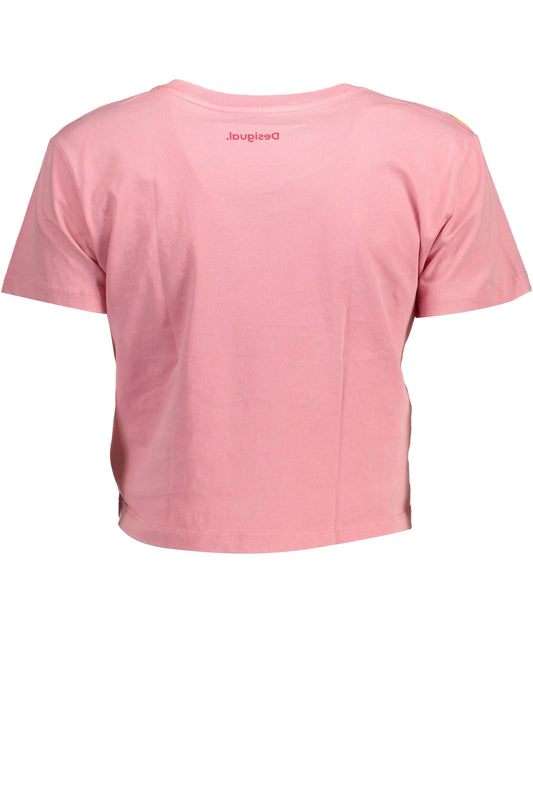 DESIGUAL T-SHIRT MANICHE CORTE DONNA ROSA