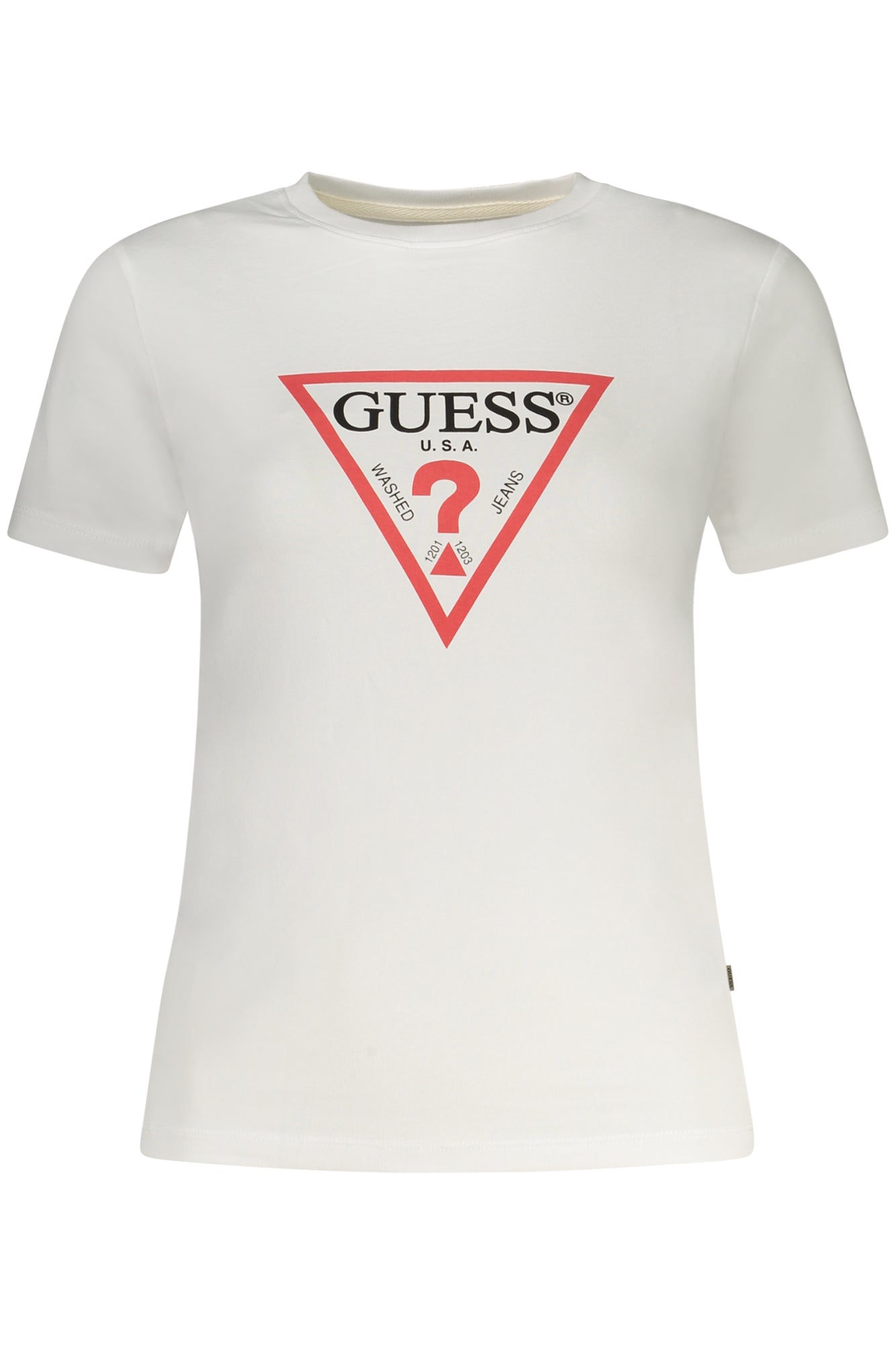 GUESS JEANS T-SHIRT MANICHE CORTE DONNA BIANCO