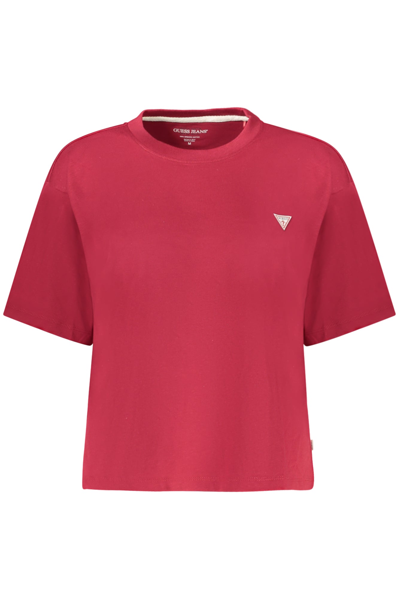 GUESS JEANS T-SHIRT MANICHE CORTE DONNA ROSSO
