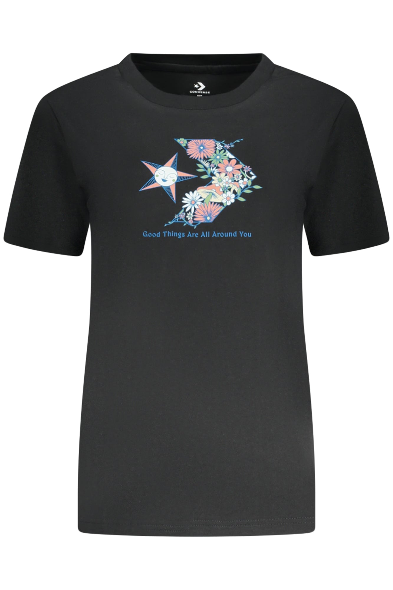 CONVERSE T-SHIRT MANICHE CORTE DONNA NERO