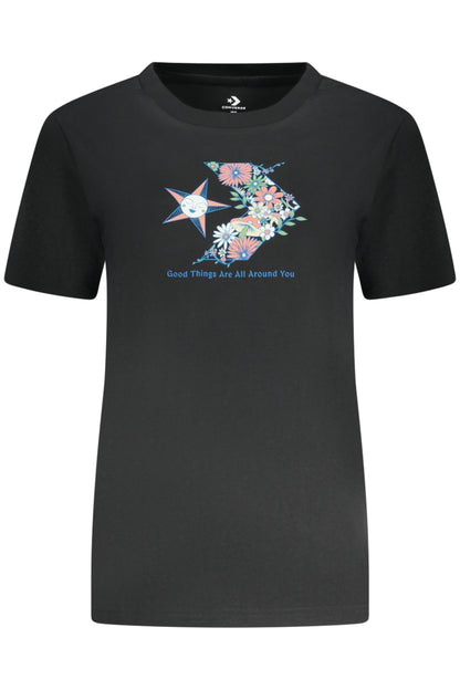 CONVERSE T-SHIRT MANICHE CORTE DONNA NERO