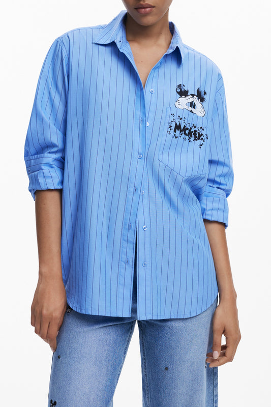 DESIGUAL CAMICIA MANICHE LUNGHE DONNA AZZURRO