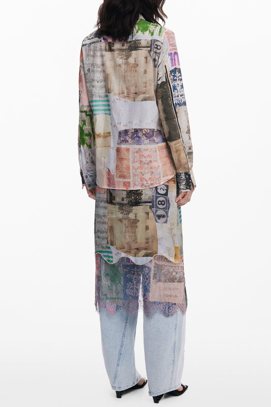 DESIGUAL CAMICIA MANICHE LUNGHE DONNA BEIGE