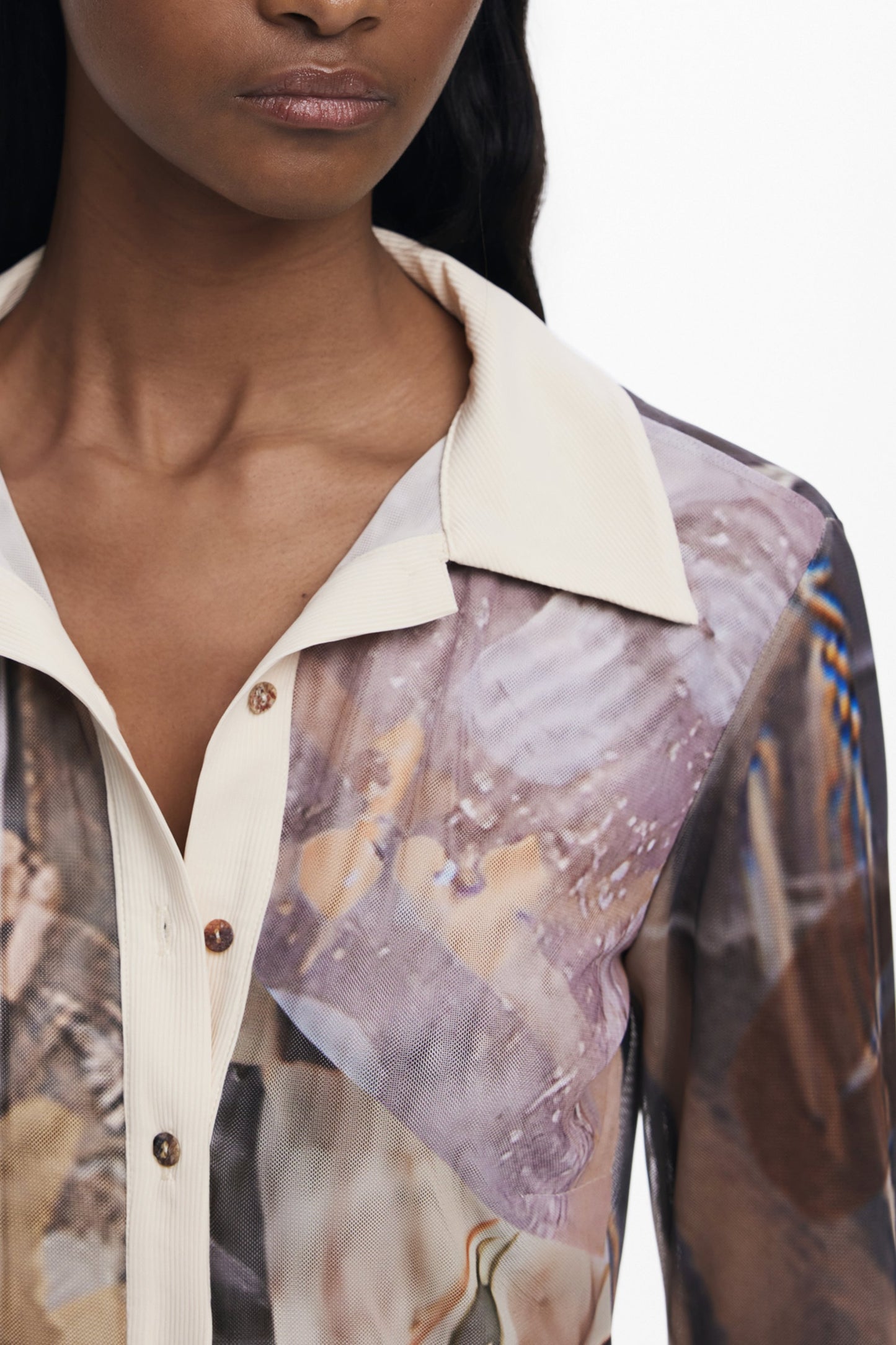 DESIGUAL CAMICIA MANICHE LUNGHE DONNA BEIGE