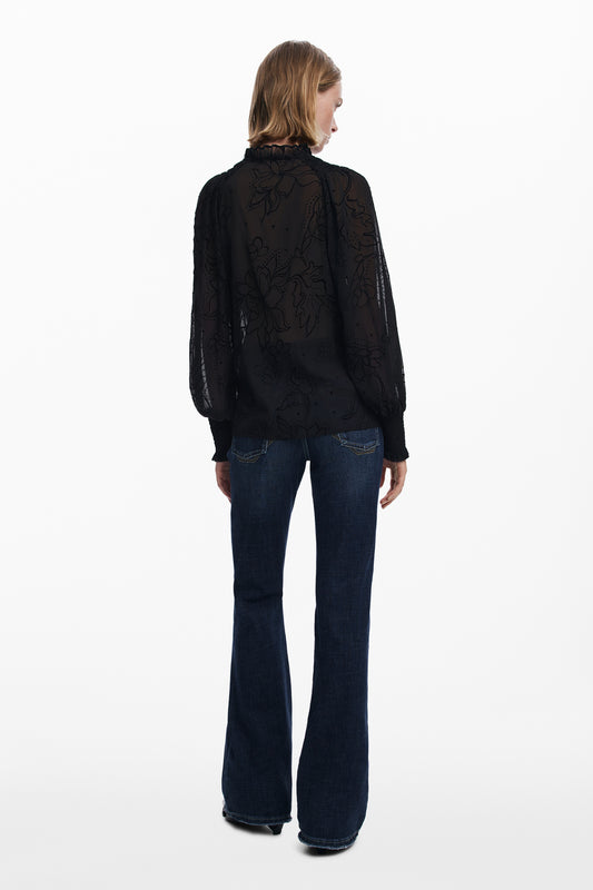 DESIGUAL CAMICIA MANICHE LUNGHE DONNA NERO