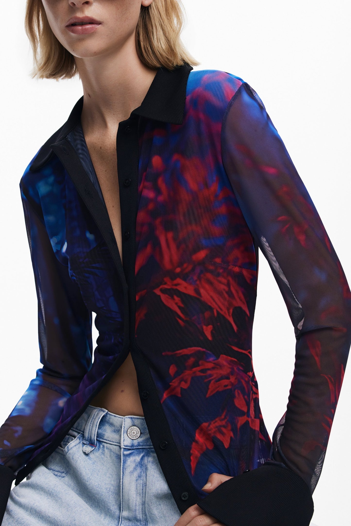 DESIGUAL CAMICIA MANICHE LUNGHE DONNA NERO