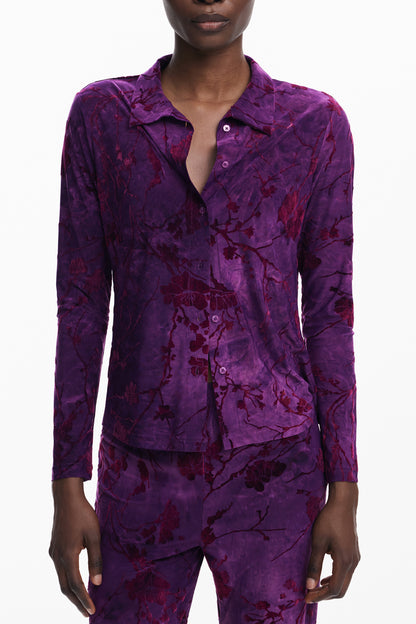 DESIGUAL CAMICIA MANICHE LUNGHE DONNA VIOLA