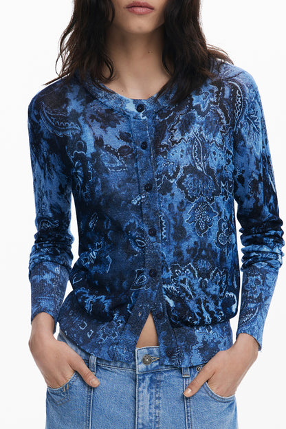 DESIGUAL CARDIGAN DONNA BLU
