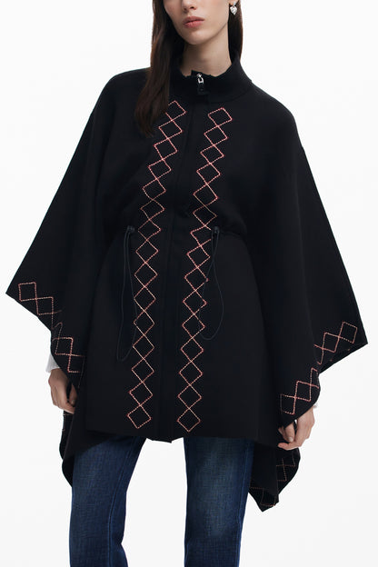 DESIGUAL PONCHO DONNA NERO