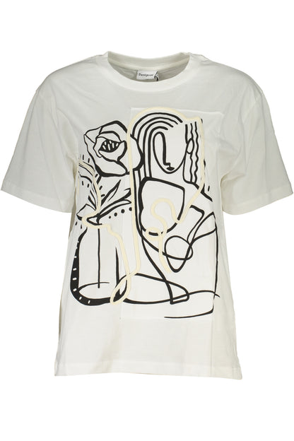 DESIGUAL T-SHIRT MANICHE CORTE DONNA BIANCO