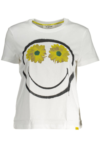 DESIGUAL T-SHIRT MANICHE CORTE DONNA BIANCO