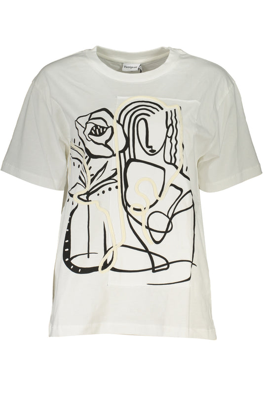 DESIGUAL T-SHIRT MANICHE CORTE DONNA BIANCO