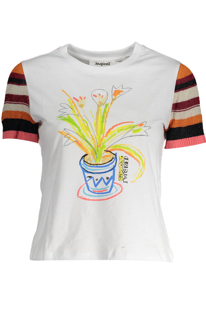 DESIGUAL T-SHIRT MANICHE CORTE DONNA BIANCO
