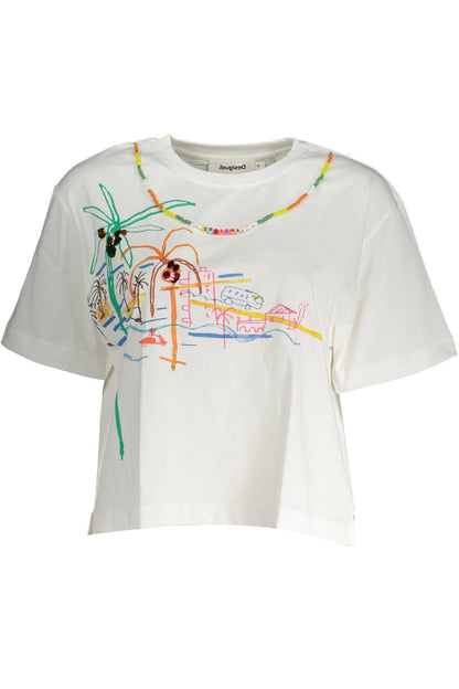 DESIGUAL T-SHIRT MANICHE CORTE DONNA BIANCO