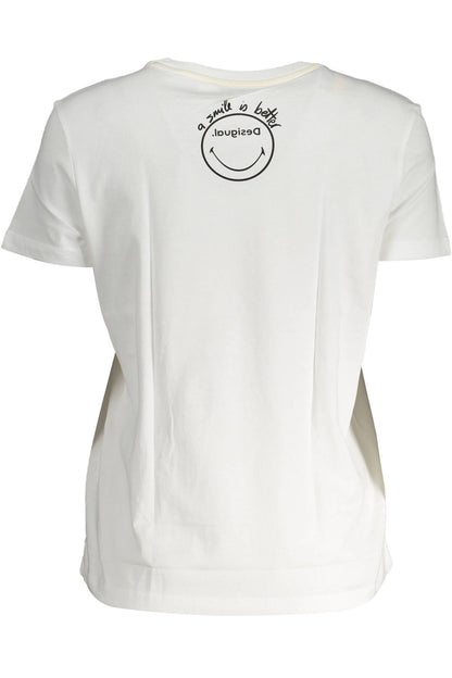DESIGUAL T-SHIRT MANICHE CORTE DONNA BIANCO