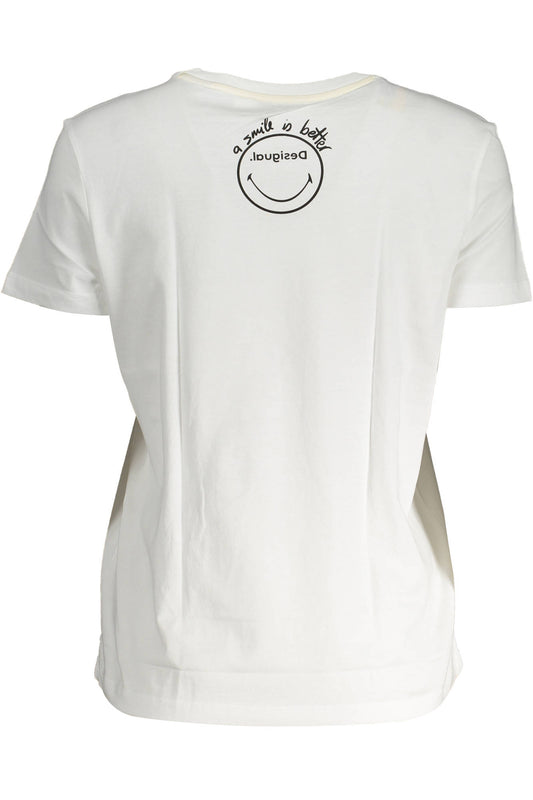 DESIGUAL T-SHIRT MANICHE CORTE DONNA BIANCO