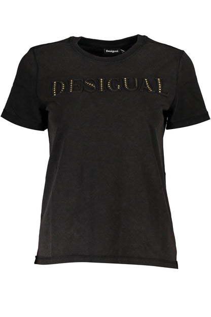 DESIGUAL T-SHIRT MANICHE CORTE DONNA NERO