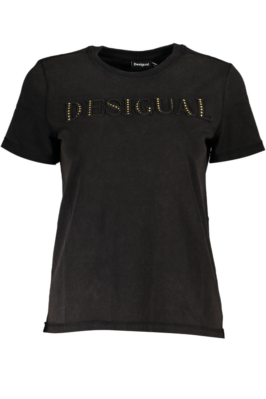 DESIGUAL T-SHIRT MANICHE CORTE DONNA NERO