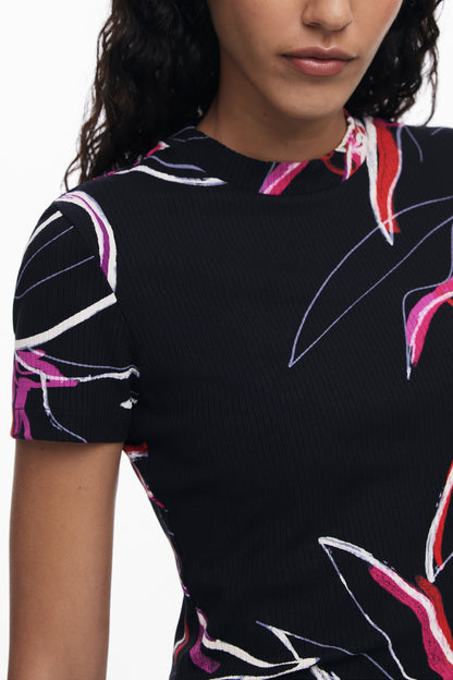 DESIGUAL T-SHIRT MANICHE CORTE DONNA NERO