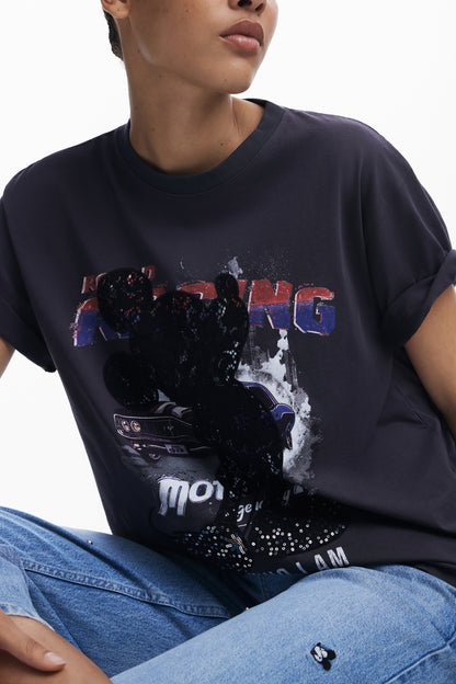 DESIGUAL T-SHIRT MANICHE CORTE DONNA NERO