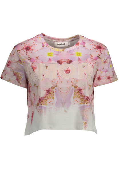 DESIGUAL T-SHIRT MANICHE CORTE DONNA ROSA
