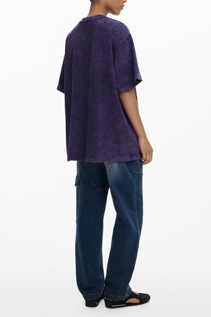 DESIGUAL T-SHIRT MANICHE CORTE DONNA VIOLA