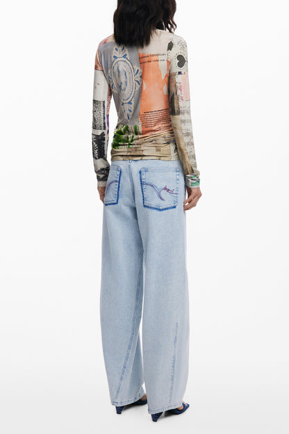 DESIGUAL T-SHIRT MANICHE LUNGHE DONNA BEIGE