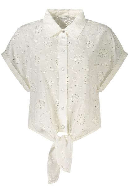 GUESS JEANS CAMICIA MANICHE CORTE DONNA BIANCO