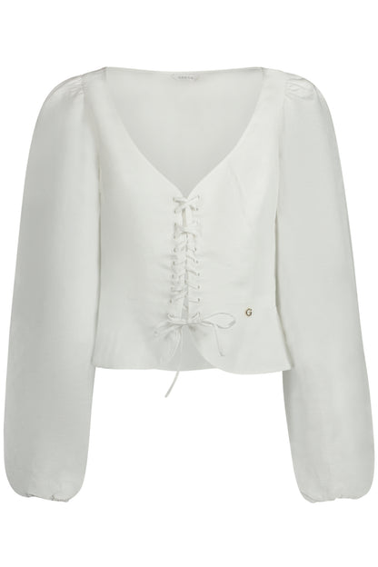 GUESS JEANS CAMICIA MANICHE LUNGHE DONNA BIANCO