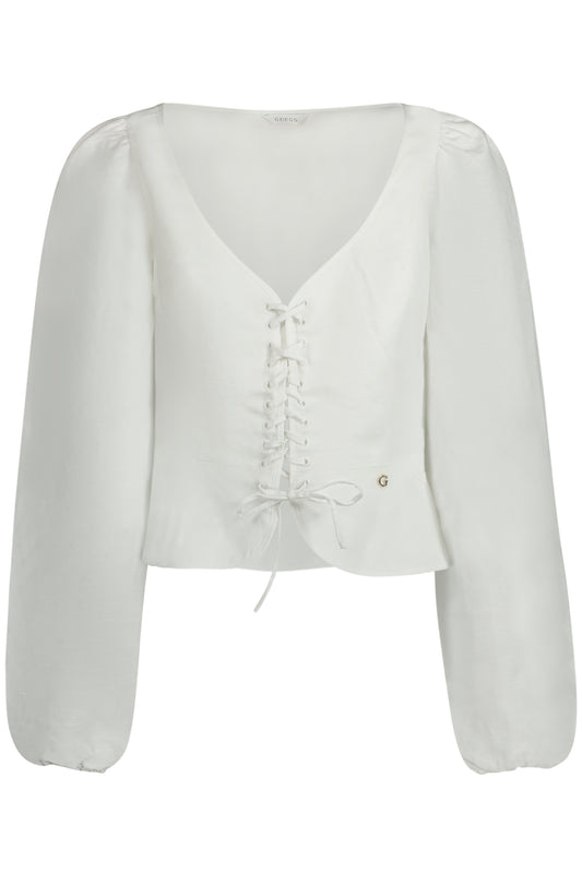 GUESS JEANS CAMICIA MANICHE LUNGHE DONNA BIANCO
