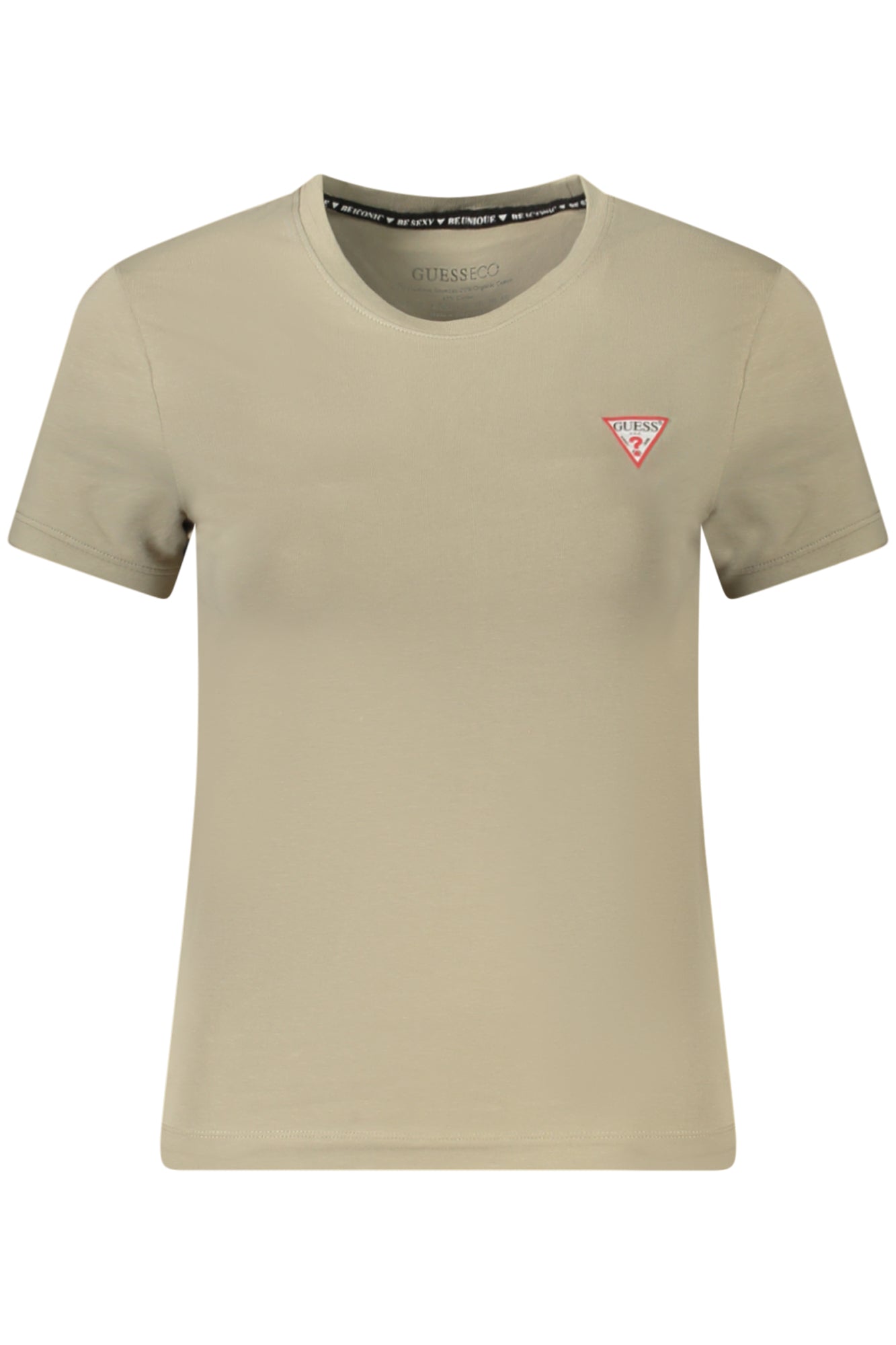 GUESS JEANS T-SHIRT MANICHE CORTE DONNA BEIGE
