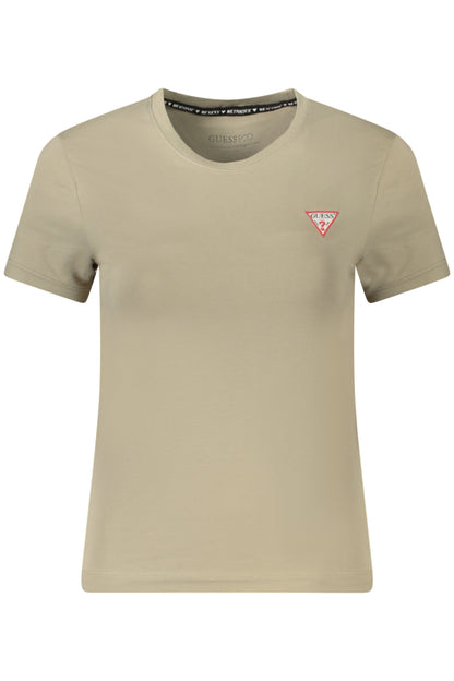 GUESS JEANS T-SHIRT MANICHE CORTE DONNA BEIGE