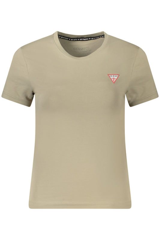 GUESS JEANS T-SHIRT MANICHE CORTE DONNA BEIGE