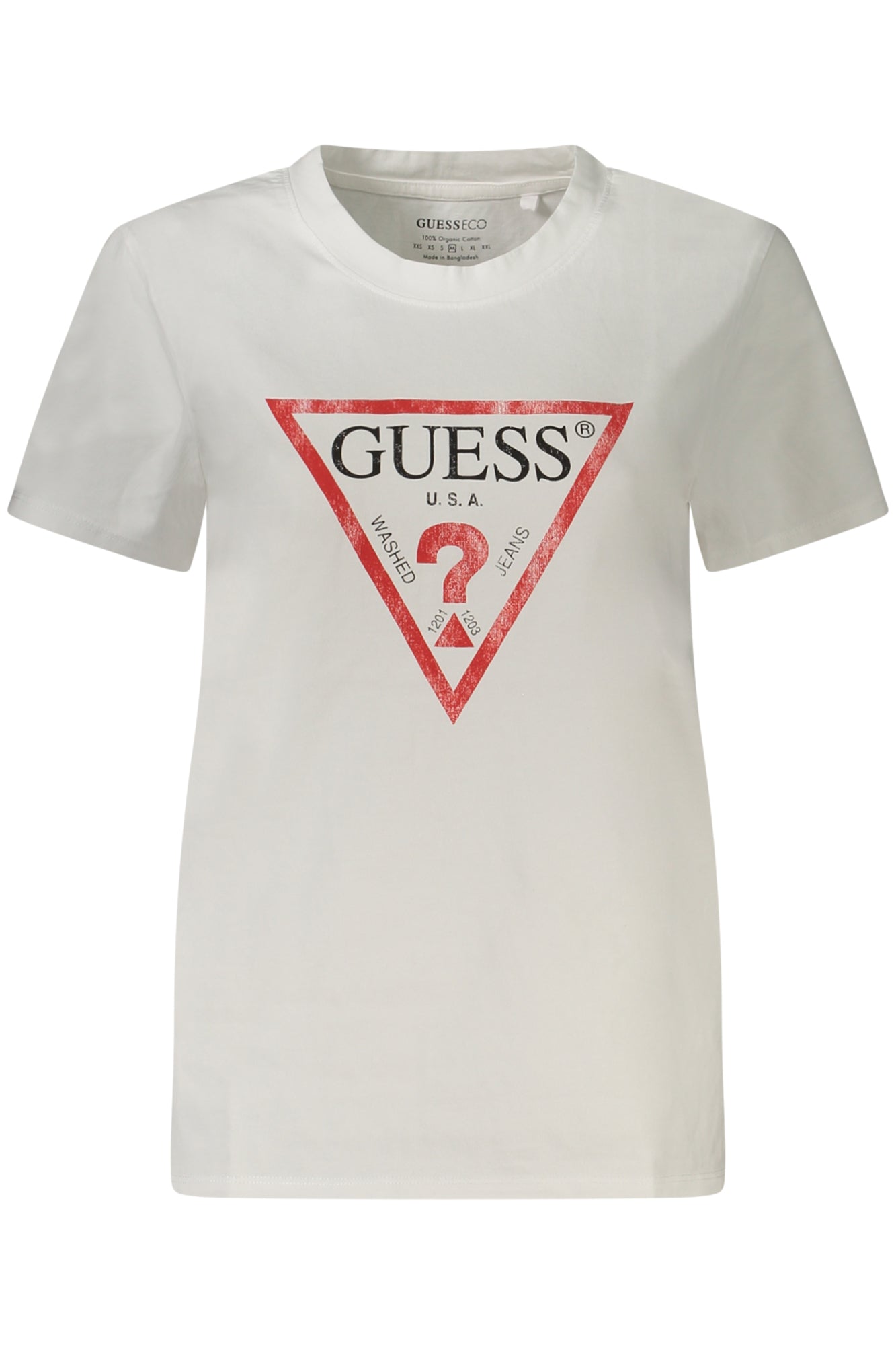 GUESS JEANS T-SHIRT MANICHE CORTE DONNA BIANCO