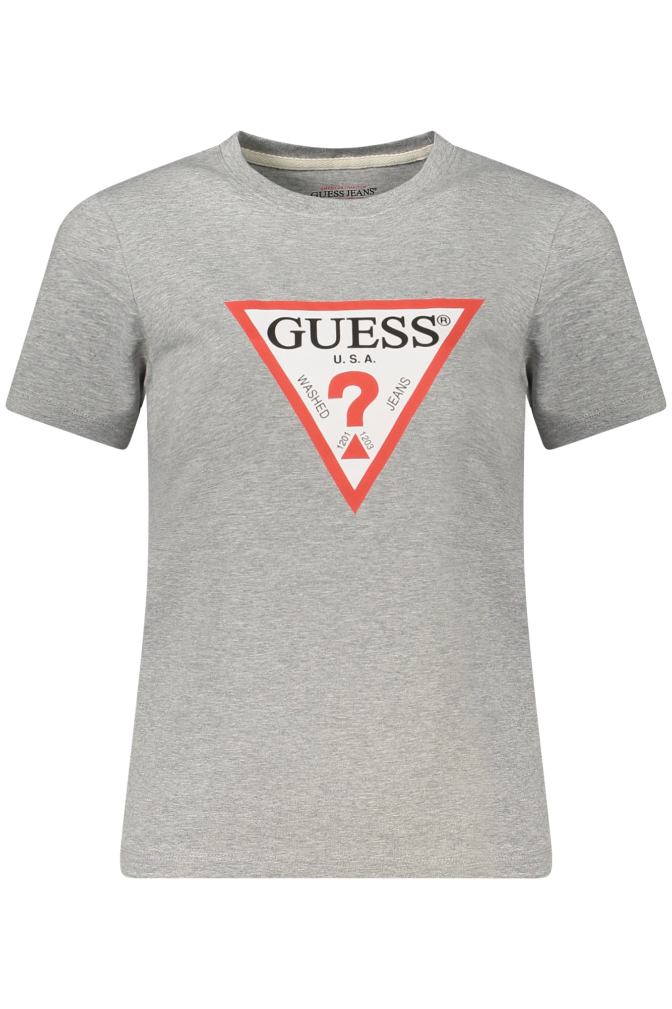 GUESS JEANS T-SHIRT MANICHE CORTE DONNA GRIGIO