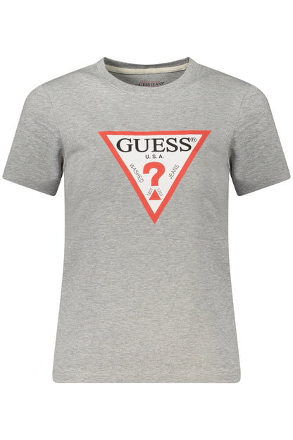 GUESS JEANS T-SHIRT MANICHE CORTE DONNA GRIGIO