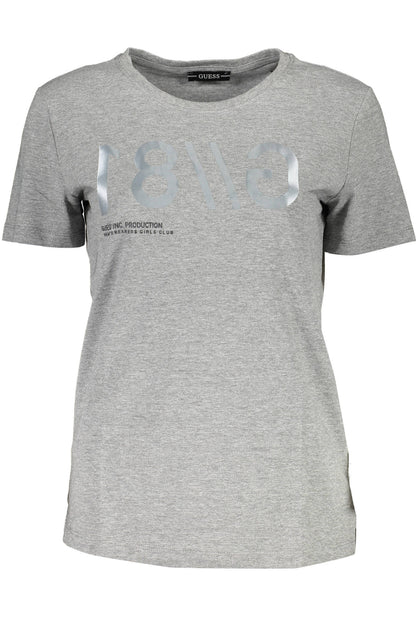 GUESS JEANS T-SHIRT MANICHE CORTE DONNA GRIGIO