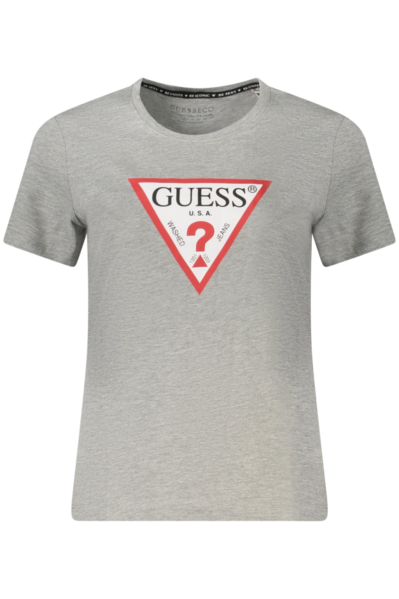 GUESS JEANS T-SHIRT MANICHE CORTE DONNA GRIGIO