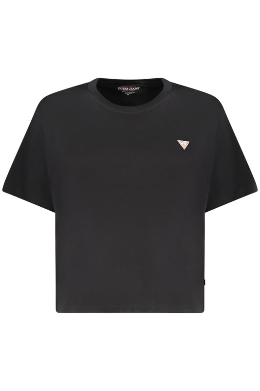 GUESS JEANS T-SHIRT MANICHE CORTE DONNA NERO