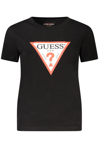 GUESS JEANS T-SHIRT MANICHE CORTE DONNA NERO