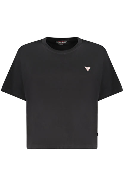 GUESS JEANS T-SHIRT MANICHE CORTE DONNA NERO