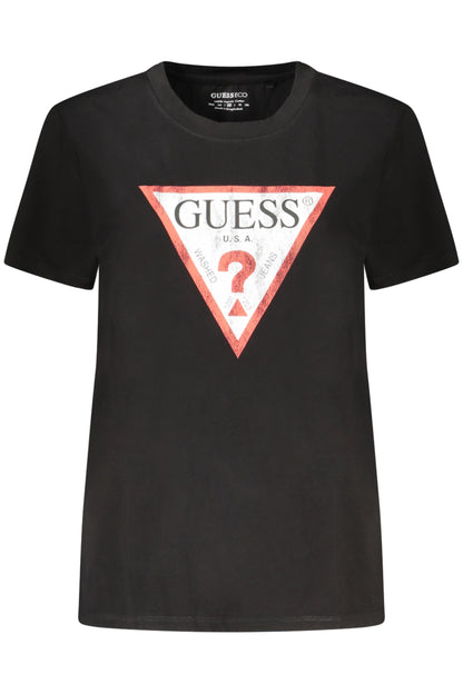 GUESS JEANS T-SHIRT MANICHE CORTE DONNA NERO