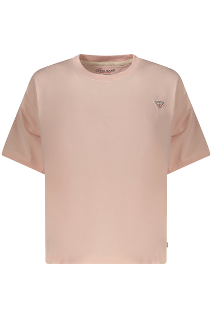 GUESS JEANS T-SHIRT MANICHE CORTE DONNA ROSA
