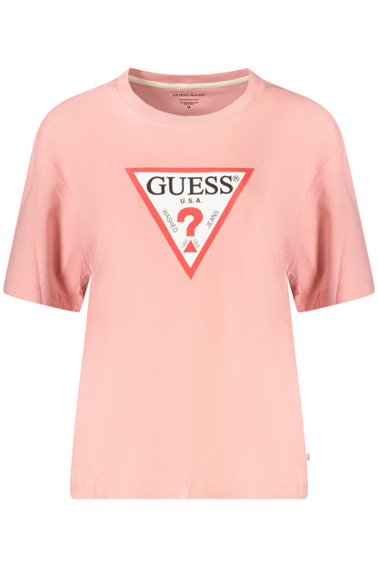 GUESS JEANS T-SHIRT MANICHE CORTE DONNA ROSA