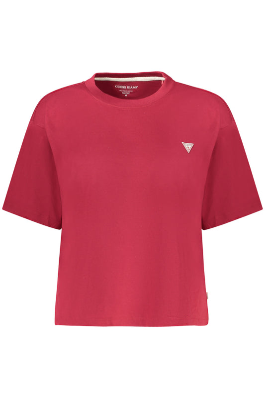 GUESS JEANS T-SHIRT MANICHE CORTE DONNA ROSSO