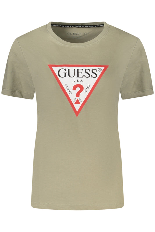 GUESS JEANS T-SHIRT MANICHE CORTE DONNA VERDE
