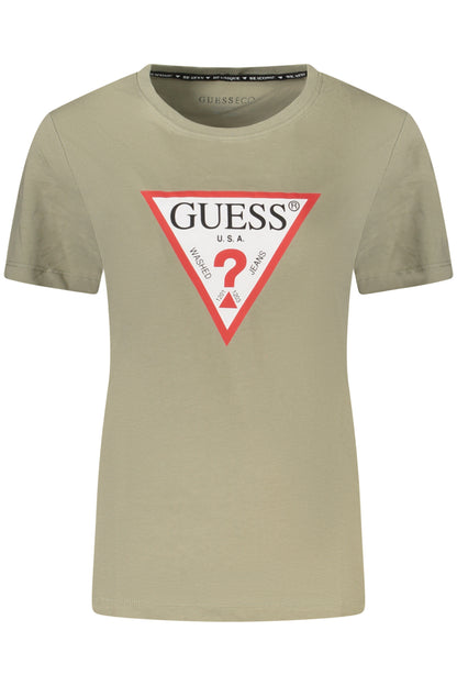 GUESS JEANS T-SHIRT MANICHE CORTE DONNA VERDE
